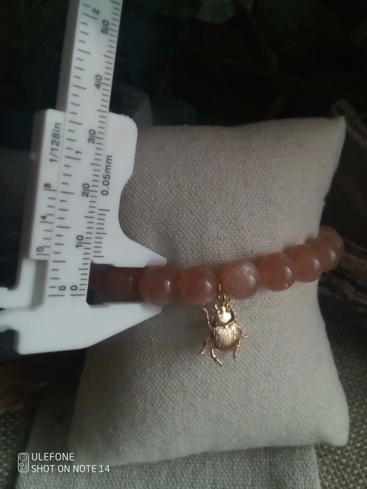 Bracelet scarabée pierres de lune orangées – photo 3